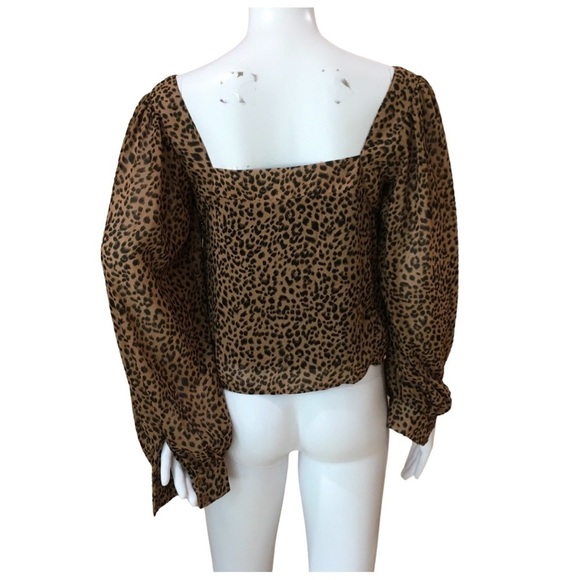 Lucca Womens Brown Cropped Square Neck Shirt Blouse Top Size Xs NWOT. - Picture 2 of 4